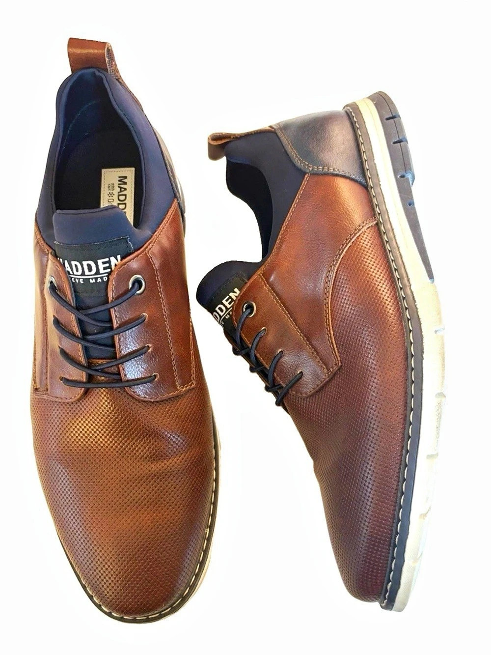 Madden Brown Leather-Look Derby Shoes US 10 D